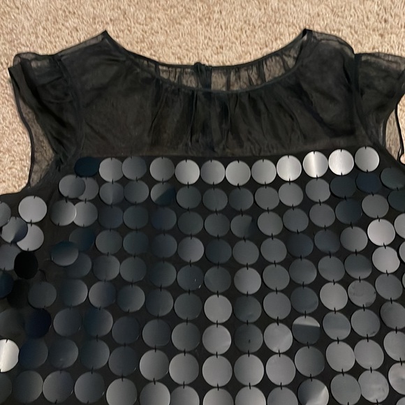 Club Monaco matte sequinned too with mesh puffed sleeves - Picture 4 of 5